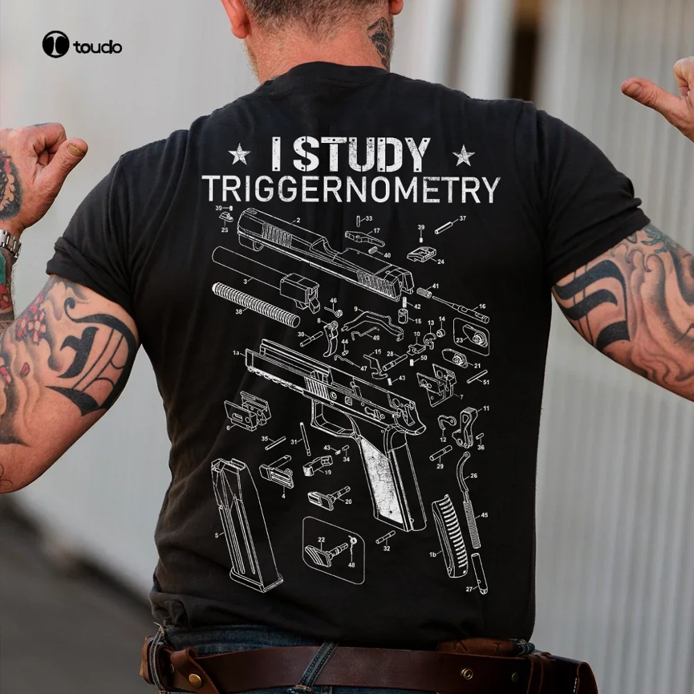 Мужская футболка I Study Triggernometry Gun с американским флагом на спине, обычный размер S-3XL