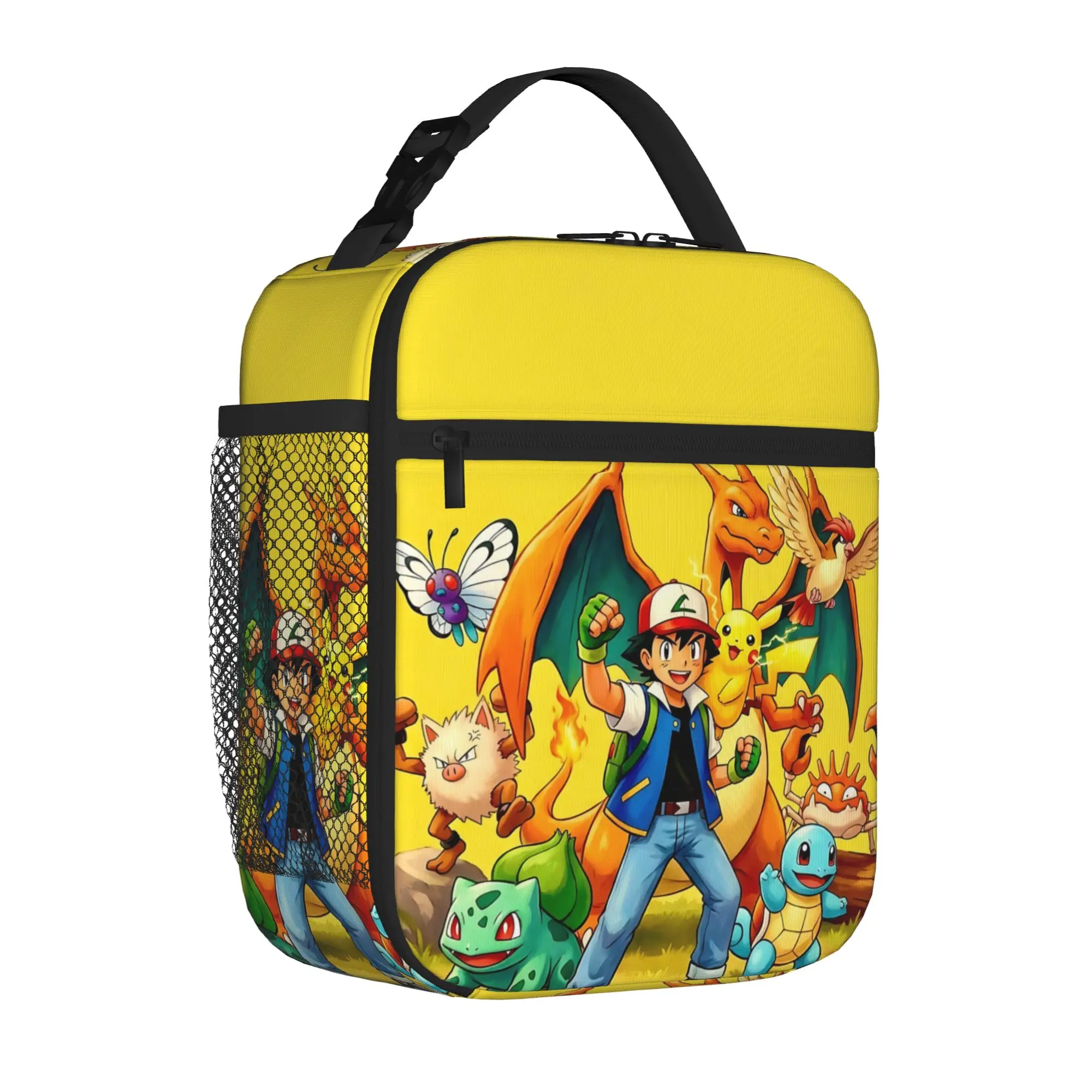 1 Piece Zipper Closure Team Storage Bag Pocket Pokemon  School Lunch Food Box Reusable For Lunch Food Bag