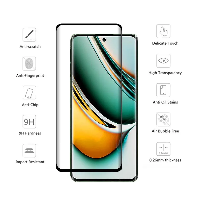 3D Glass For Realme 11 pro plus Tempered Screen Protector + Camera Soft Lens Film For Reame 11 pro Glass Full Hard Protective