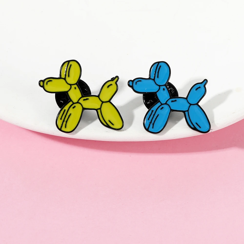 لطيفة بالون الكلب المينا دبابيس الأصفر الأزرق الألوان الحيوان جرو دبابيس معدنية #3