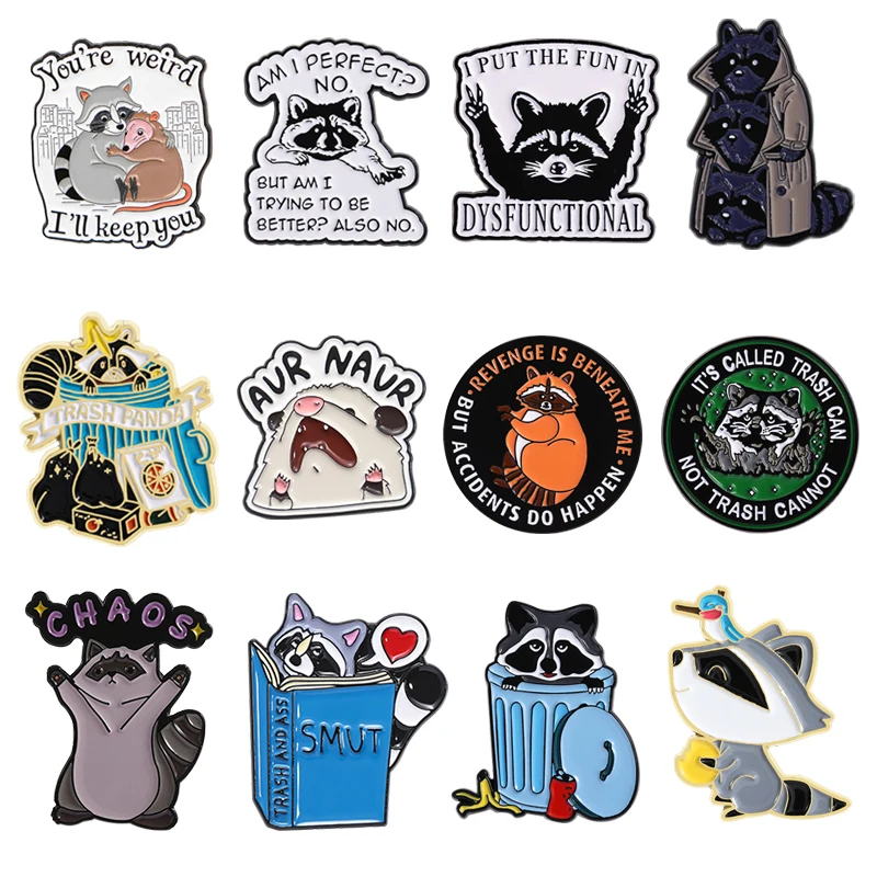 Cartoon Raccoon Enamel Pin Cute Animation Character Meeko Animal Brooches Lapel Backpack Badge Funny Jewelry Gifts For Friends