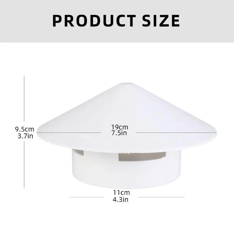 652F 110 mm dakventilatiekappen PVC schoorsteenregenkappen voor effectieve regen- en windbescherming