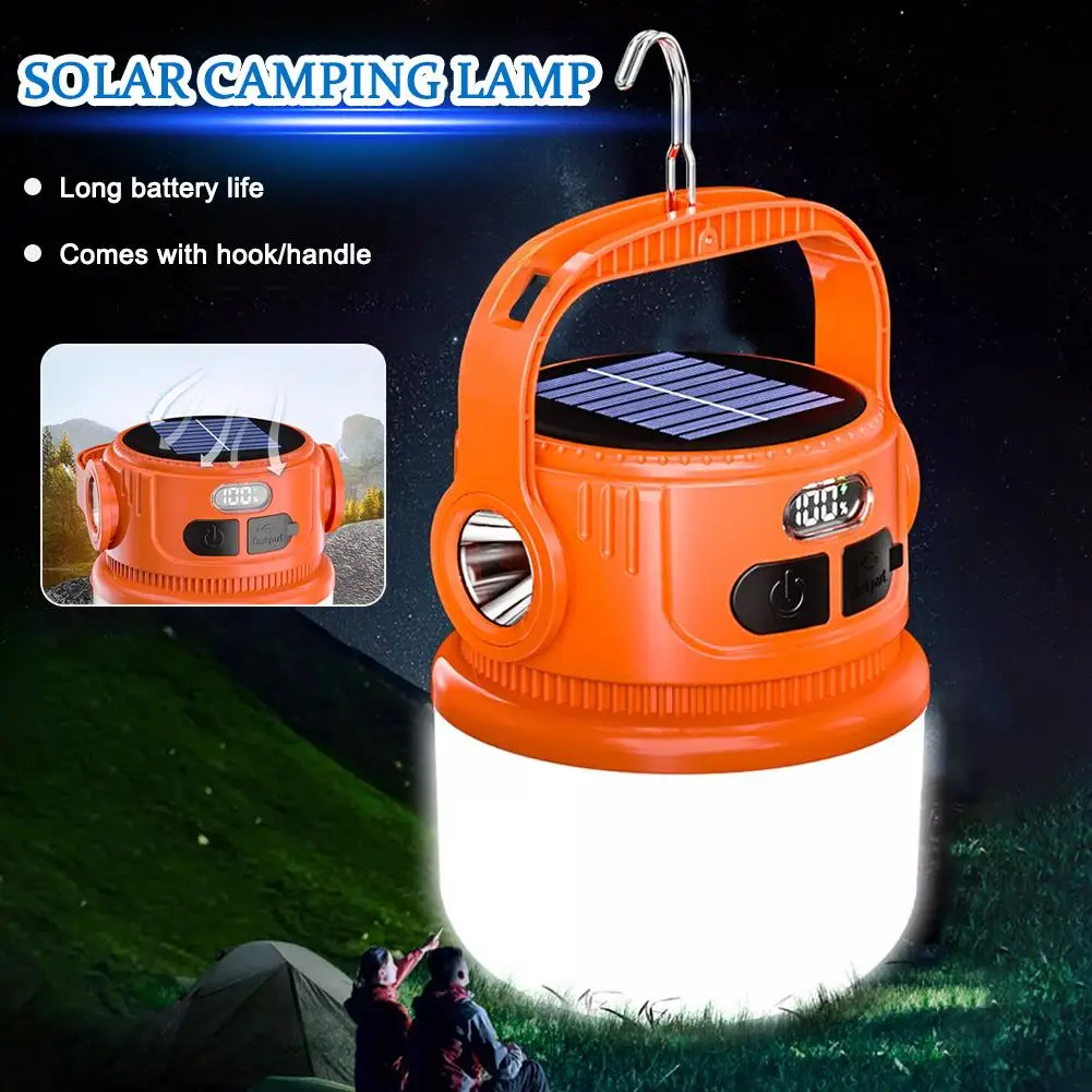 Solar Powered Outdoor Camping Light With Long Battery Life Lighting Outdoor Flashlight Tools Portable Rechargeable Strong L L6T9