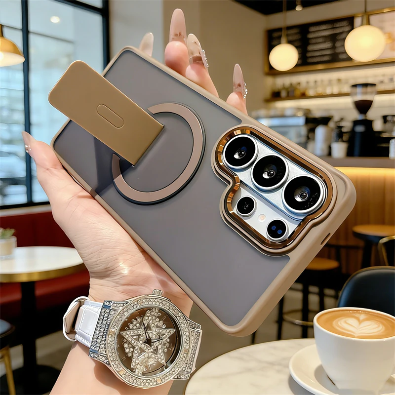 

For Magsafe Magnetic Folding Stand Holder Case For Samsung Galaxy S26 S25Edge S24FE S23 Ultra Plus A36 A17 A26 A55 A56 A57 Cover