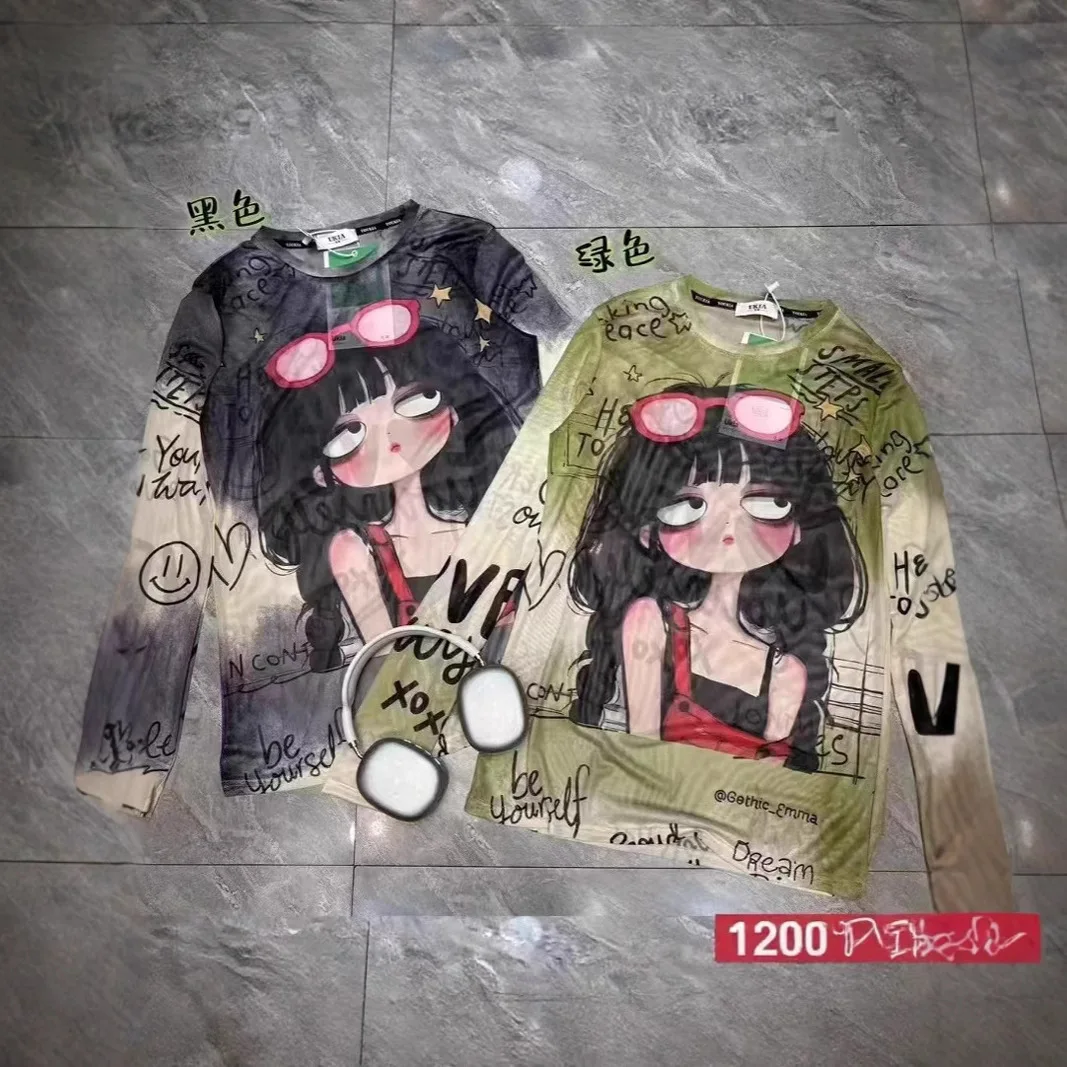 

Dophee модная футболка с длинными рукавами с героями мультфильмов, универсальный пуловер с круглым вырезом, топ, весна-лето, повседневная солнцезащитная рубашка