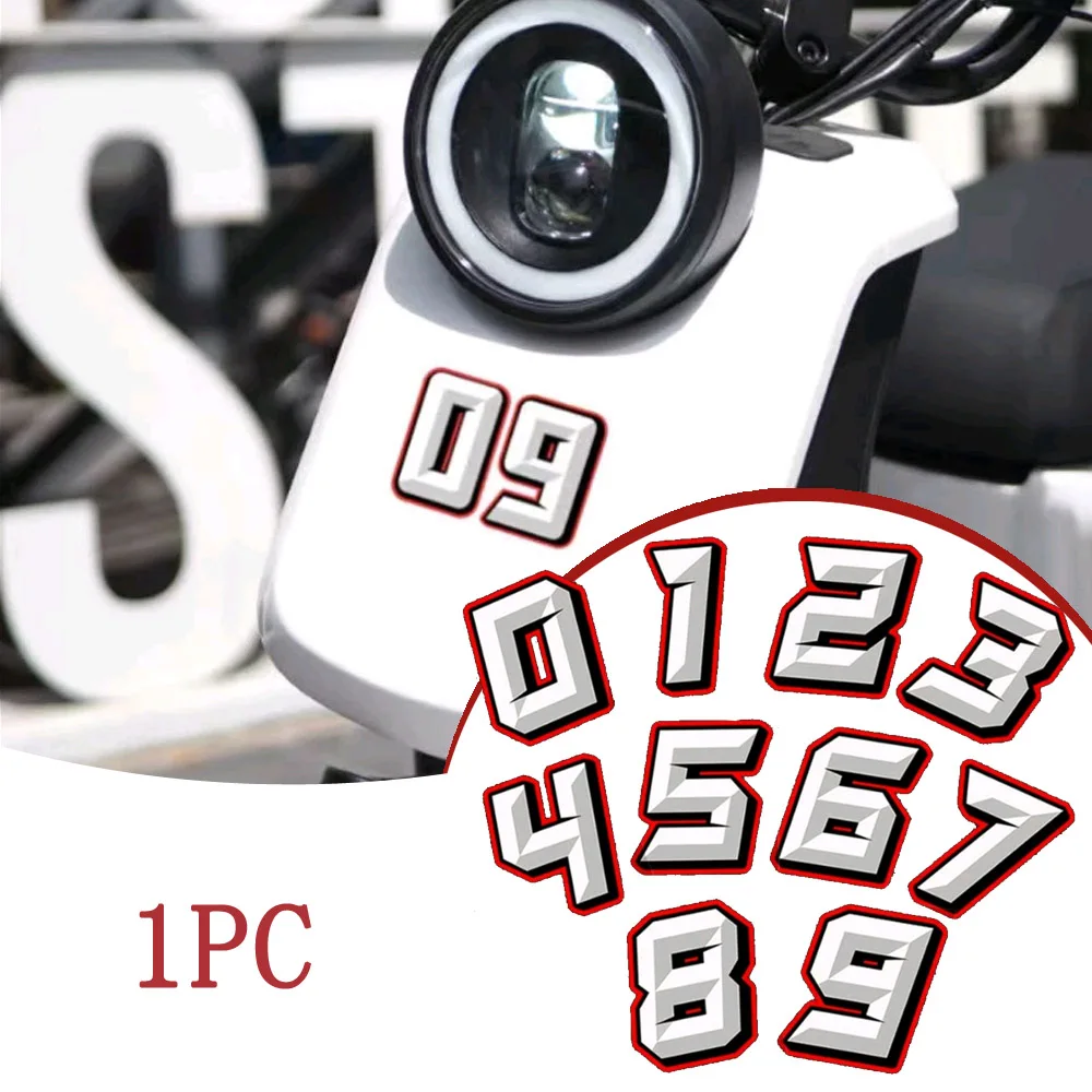 1pc Motorcycle Accessories Car Numbers Sticker 0 To 9 Creative Fashion Arabic Number Decals Racing Helmet Styling Decoration