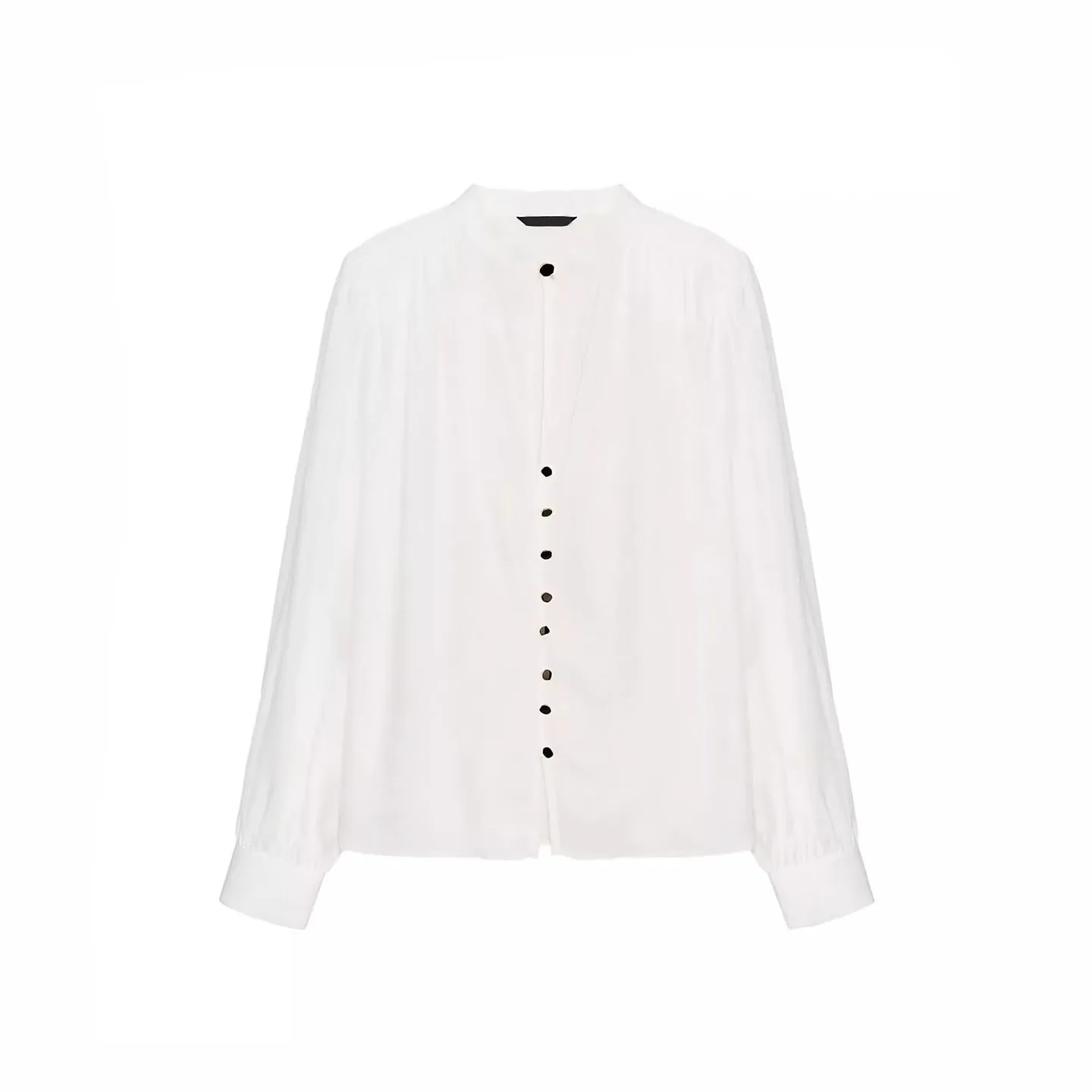 قميص نسائي عصري من زادايتا بأكمام طويلة وياقة مطوية، تصميم جديد لعام 2025، قصة فضفاضة وطول أكمام عادي #5