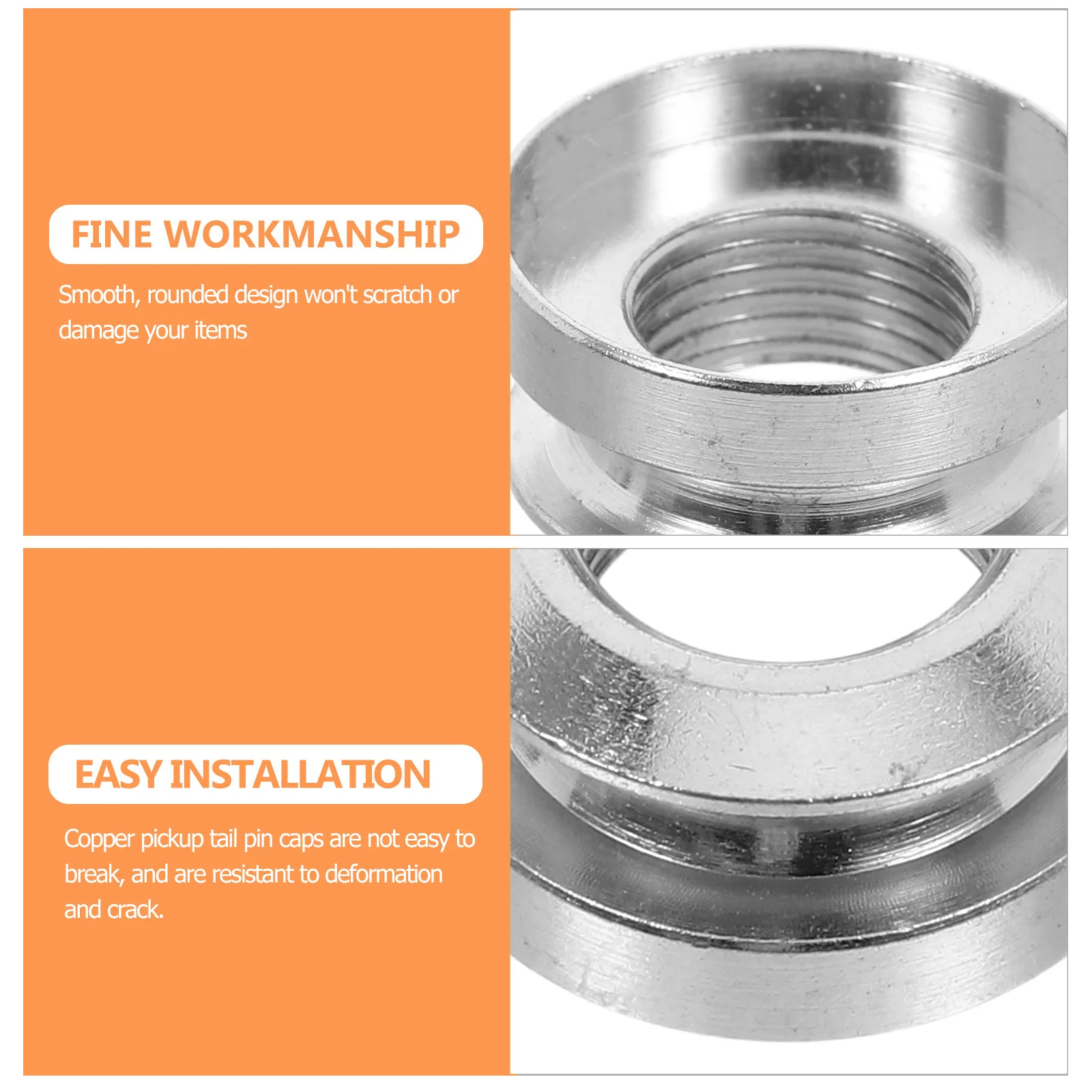 2Pcs Pickup Tail Pin Cap Endpin Jack Strap Button for Guitar Replacement Copper Material Resistant to Crack Deformation