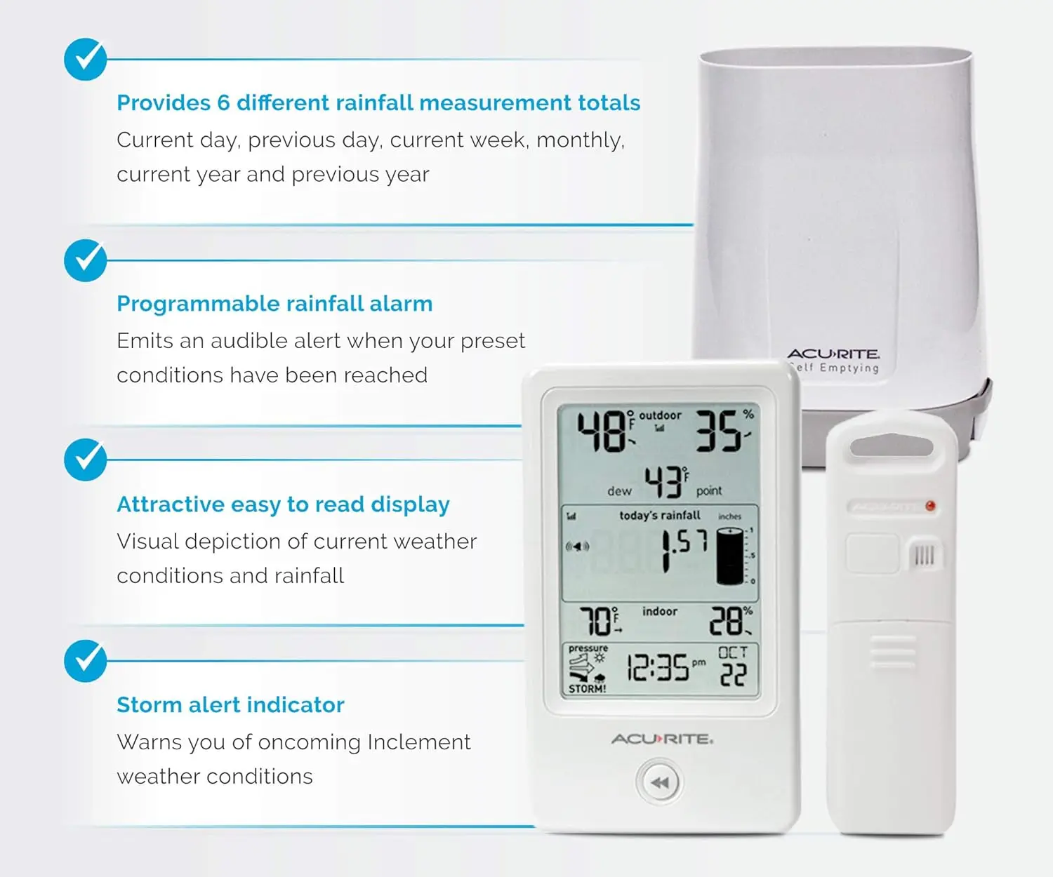 Medidor de chuva 01089M com termômetro e umidade