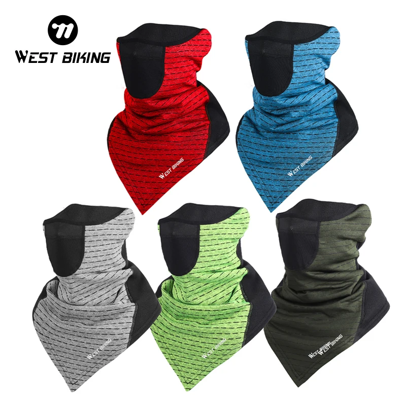 WEST BIKING Winter Bike Cycling Mask Fleece Thermal Bicycle Half Face Mask Scarf Warm Ear Protection Skiing Running Face Mask