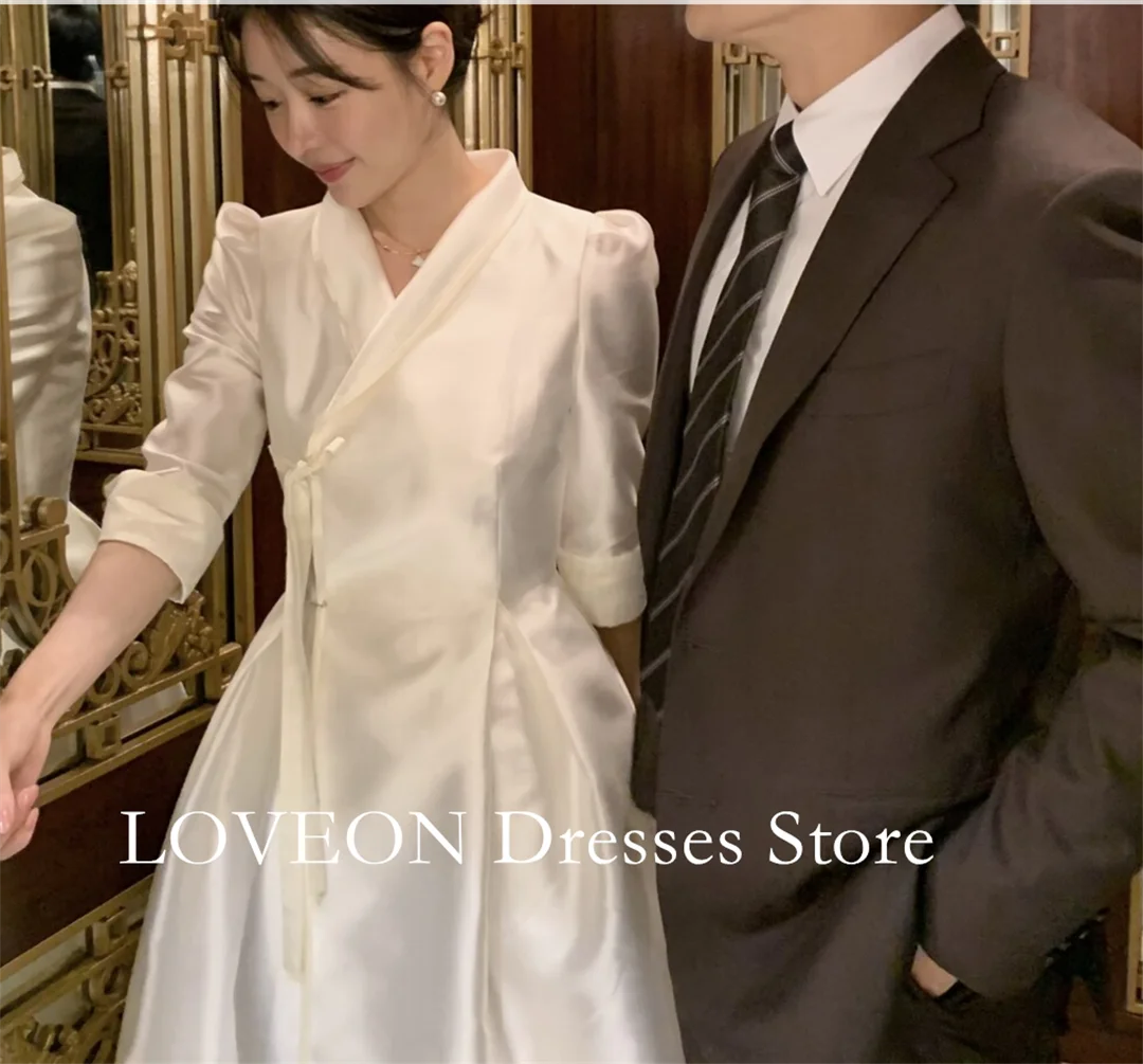 Hanbok Fashion Korea Garden Evening Dresses 2024 Short Sleeves Formal 프롬드레스 Customized White Prom Gowns Party Women Bride