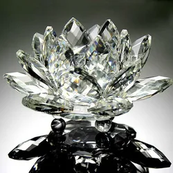 Crystal Lotus Ornament Transparent Petal Glass Home Decoration Holiday Gift Feng Shui Decoration Series Carved Flowers Pendant
