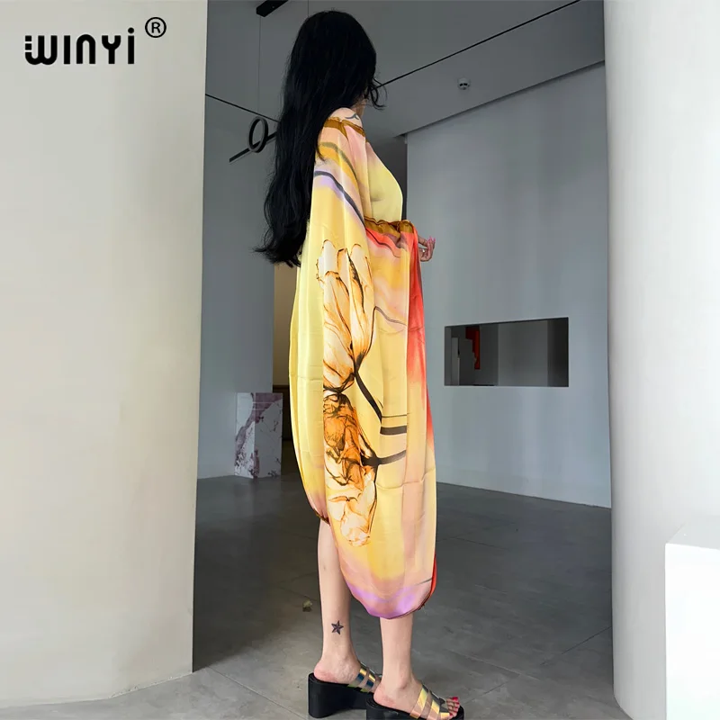 WINYI 2023 kobiet letnia moda wieczorowa impreza plażowa Africa Lady kaftan wakacyjna seksowna elegancka sukienka z jednym dekoltem okrycie plażowe