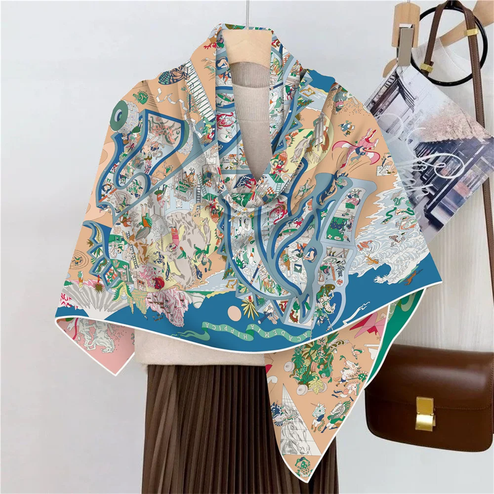 Handgerollter Schal aus 30 % Seide, 70 % Kaschmir, Damenmode, Doppeldruck, quadratische Schals, Wraps, Echarpes, Foulard, Femme, Hijab, 110 cm – Detail 8