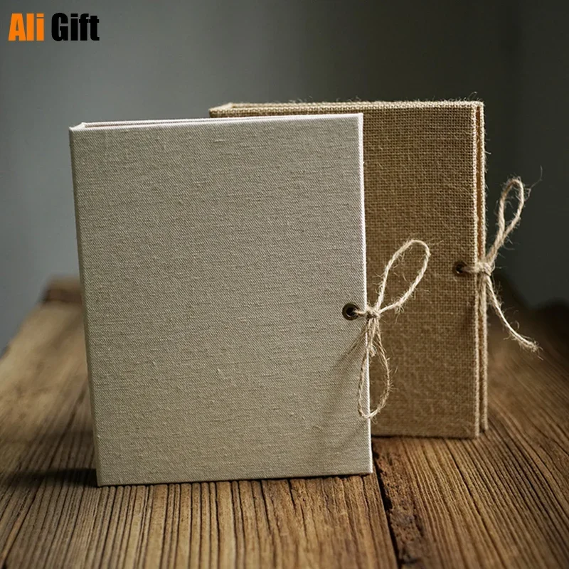 2024 New Linen Sackcloth DIY Notepad Loose Leaf Notebook Photo Album Cardboard Inner Page Simple DIY Hemp Bandage Handbook Album