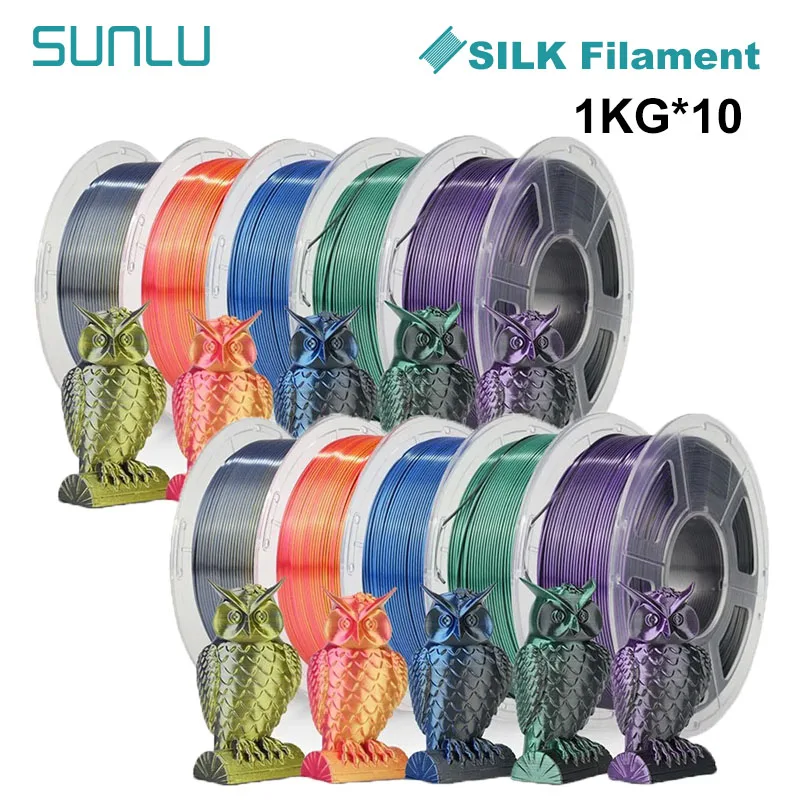 SUNLU 10KG Silk Dual/Triple/TPU SILK 3D Printer Filament 1KG 1.75MM SILK/PLA Rabinbow Eco-Friendly FREE SHIP