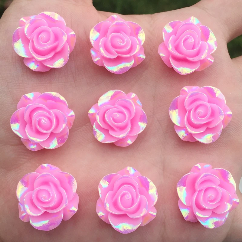 10pcs New fashion style Flower Rhinestone AB Resin Flatback 19mm handsewing gem stones crystal -E65