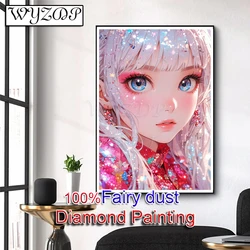 Full ab Diamond Painting Kit Cartoon Girl Full Square Diamond Japanese Girls, Cross Stitch Fairy Dust Diamond Art Crystal Decor