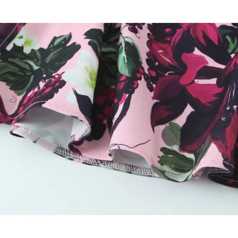 Abito da donna vintage casual chic con stampa di frutta, design a tromba ondulata, primavera estate 2025, moda da spiaggia per le vacanze