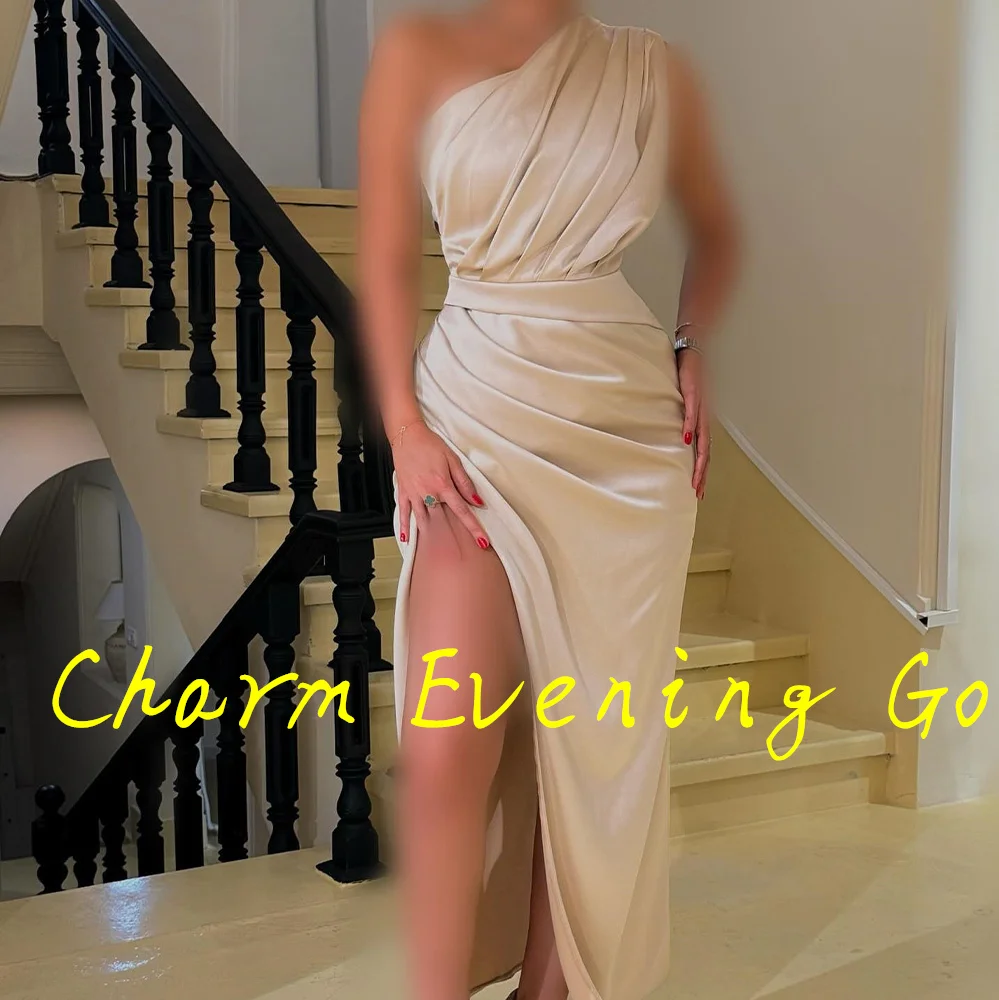 Straight Ankle Length Evening Dress Ankle Length Strapless One Shoulder Jersey Sleeveless Photo Color Elegant and Fashion