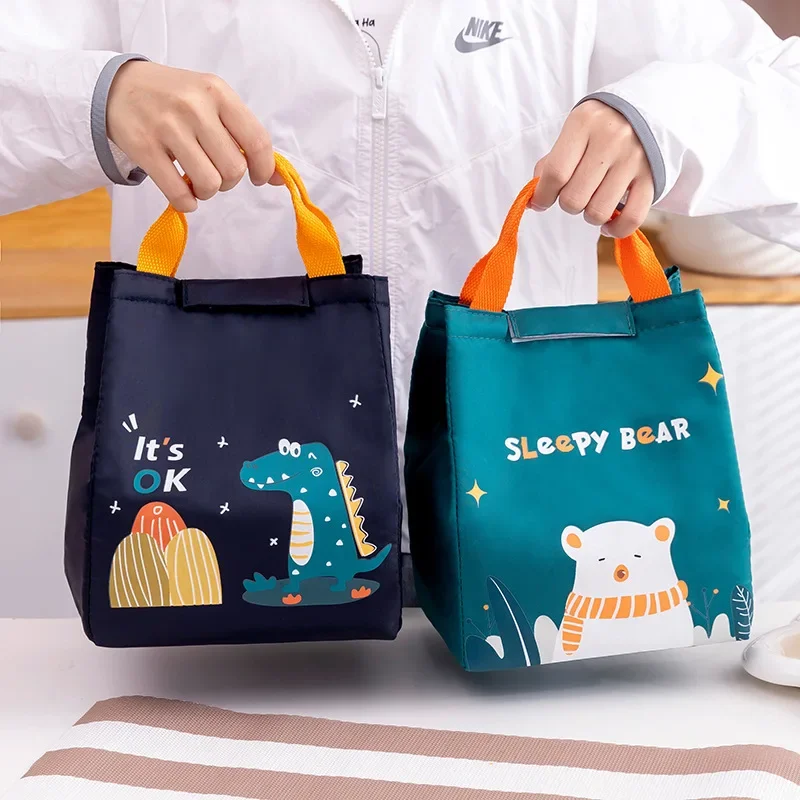 Children\'s Lunch Student Bento Bag Aluminum Foil Insulated Office Lunch Box Reusable Make Dining Bag with Waterproof Lining