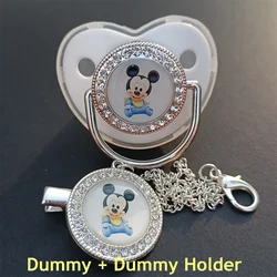 Hot Sale Bling Pacifier and Clip Chain Baby Shower Gift BPA Free Silicone Baby Pacifier Baby Pacifier Mickey Mouse The Lion King