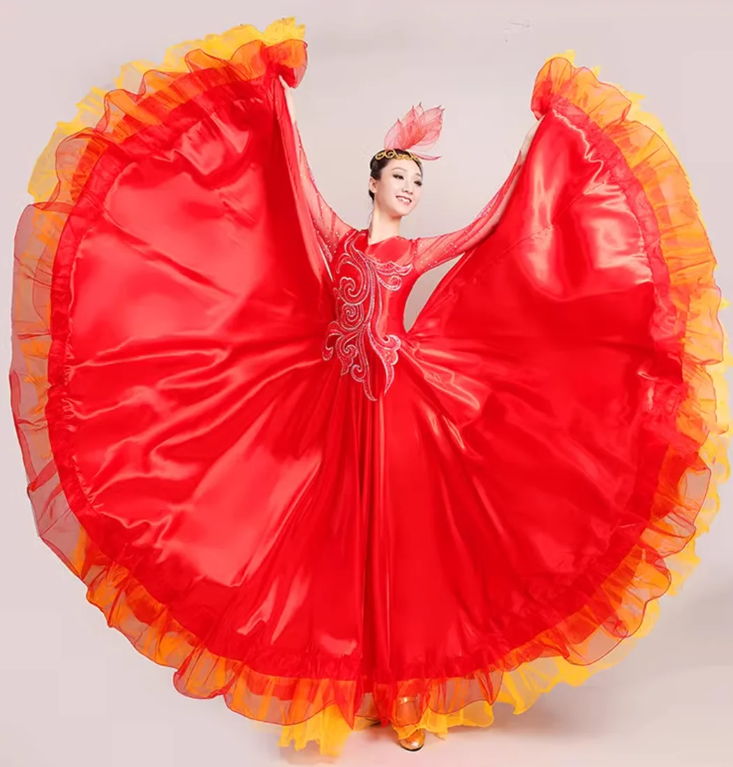 Women Spanish Flamenco Costume for Women Floral Bullfight Dance Dress Long Robe Flamenco Fille Flamenco Dresses