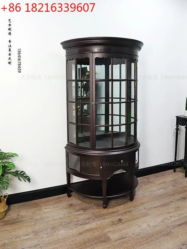 

Полукруглый винный шкаф из цельного дерева в стиле ретро, французский ностальгический многофункциональный декоративный шкаф