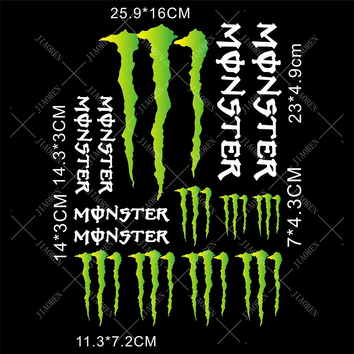 Reflective Monster Energy Sticker Logo Motorcycle Tank Helmet Bike Decal Kit For YAMAHA HONDA SUZUKI KAWASAKI