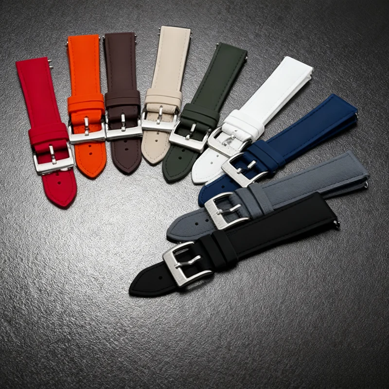 สายนาฬิกา FKM คุณภาพสูง กันน้ำ สำหรับนาฬิกา Seiko Longines Omega IWC Tissot สายนาฬิกาแบบสปอร์ตถักลายริบ ทำจากยางฟลูออโร รุ่นใหม่