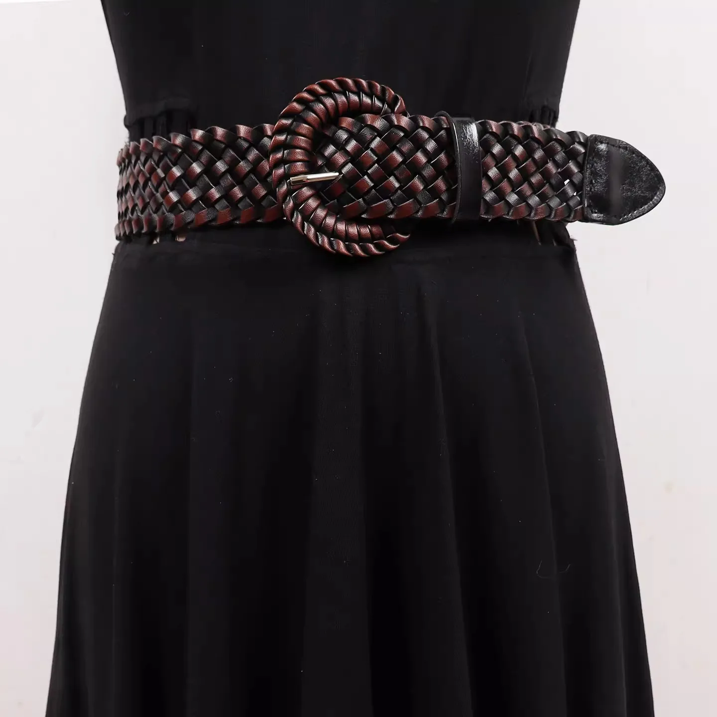 

Женский винтажный пояс-корсет из искусственной кожи с вязаными элементами, широкий декоративный пояс для платья R3362