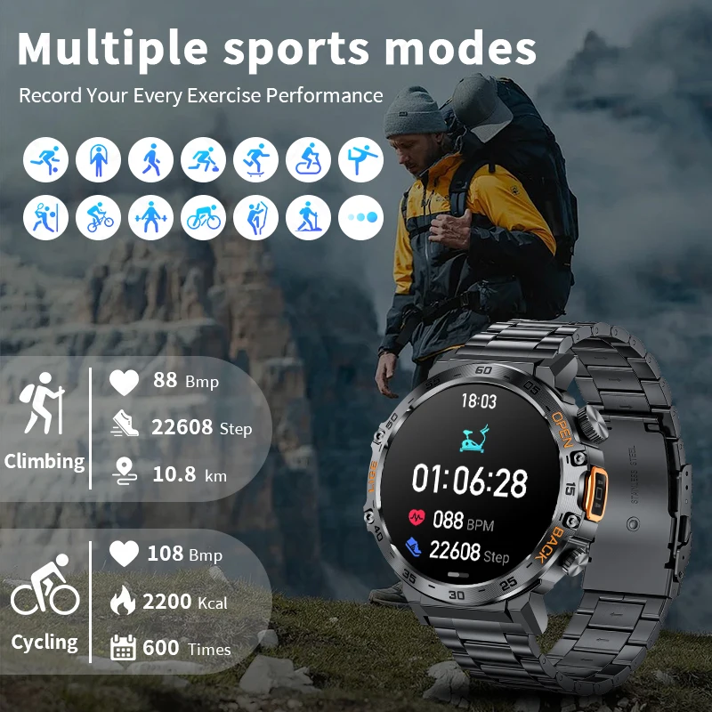 Jam Tangan Pintar 2025 Jam Tangan Pintar Pria 360*360 Layar HD AMOLED Tahan Air Jam Tangan Olahraga Kebugaran Senter Jam Tangan Pintar Pria Baru untuk Android IOS