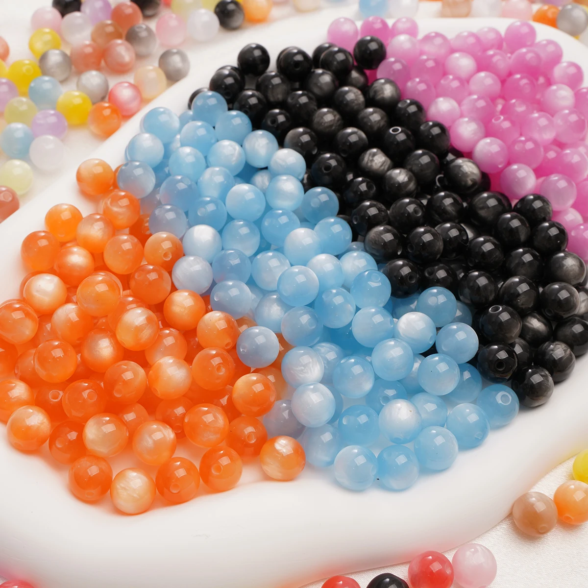 

10 Lot Resin Imitation Cat Eye round Glass Beads for DIY Jewelry Making Bracelets Necklaces Accessory Crafting Sizes 8/10/12mm