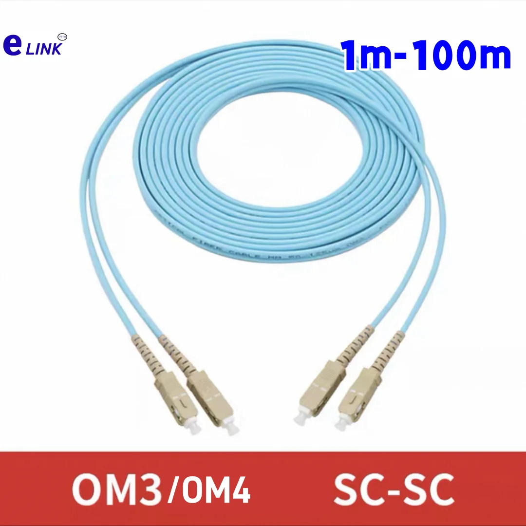 Cabo de remendo de fibra SC-SC OM3 OM4 duplex 20m 30m 100m SC DX cabo multimodo 1m2m3m5m7m10m jumper de fibra óptica frete grátis ELINK