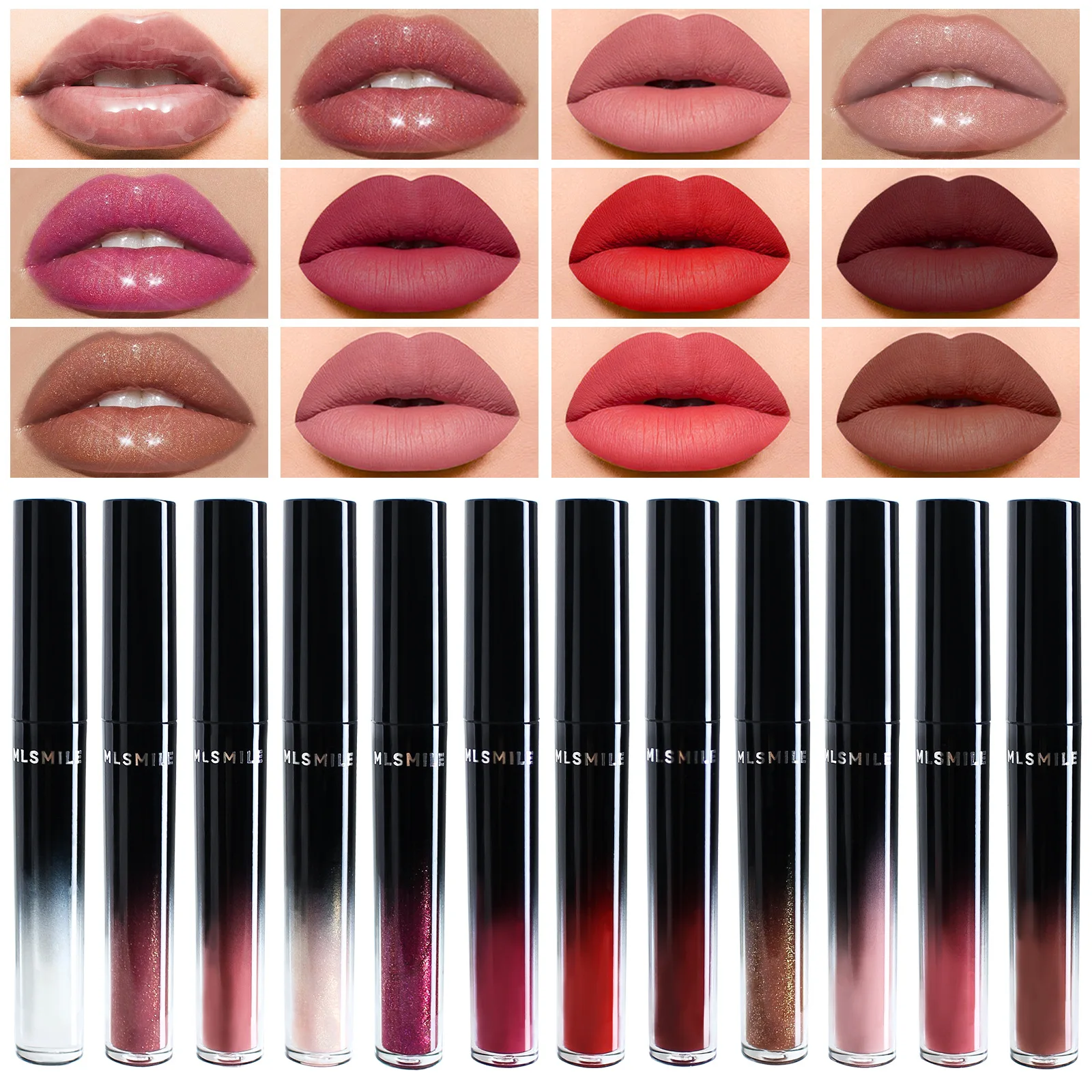 12 Colors Glitter Lip Glaze Waterproof Diamond Shimmer Lipgloss Sparkling Long Lasting Matte Liquid Lipstick Beauty Lips Makeup