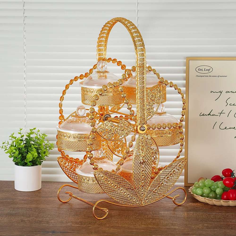 

New wrought iron acrylic dried fruit box, exquisite high-end windmill rotating snack plate, creative living room fruit plate