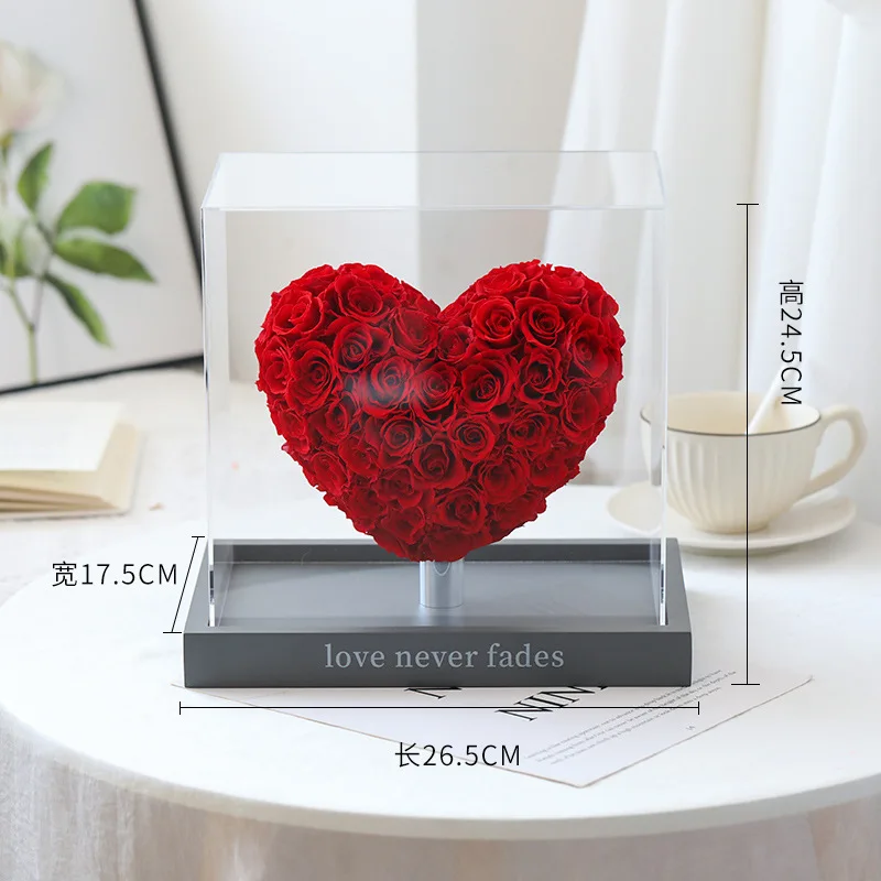 OEM Rose Eternal Flower Love Rose Valentine's Day Gift Forever Preserved Flower Eternal Rose In Heart Shaped Gift Box