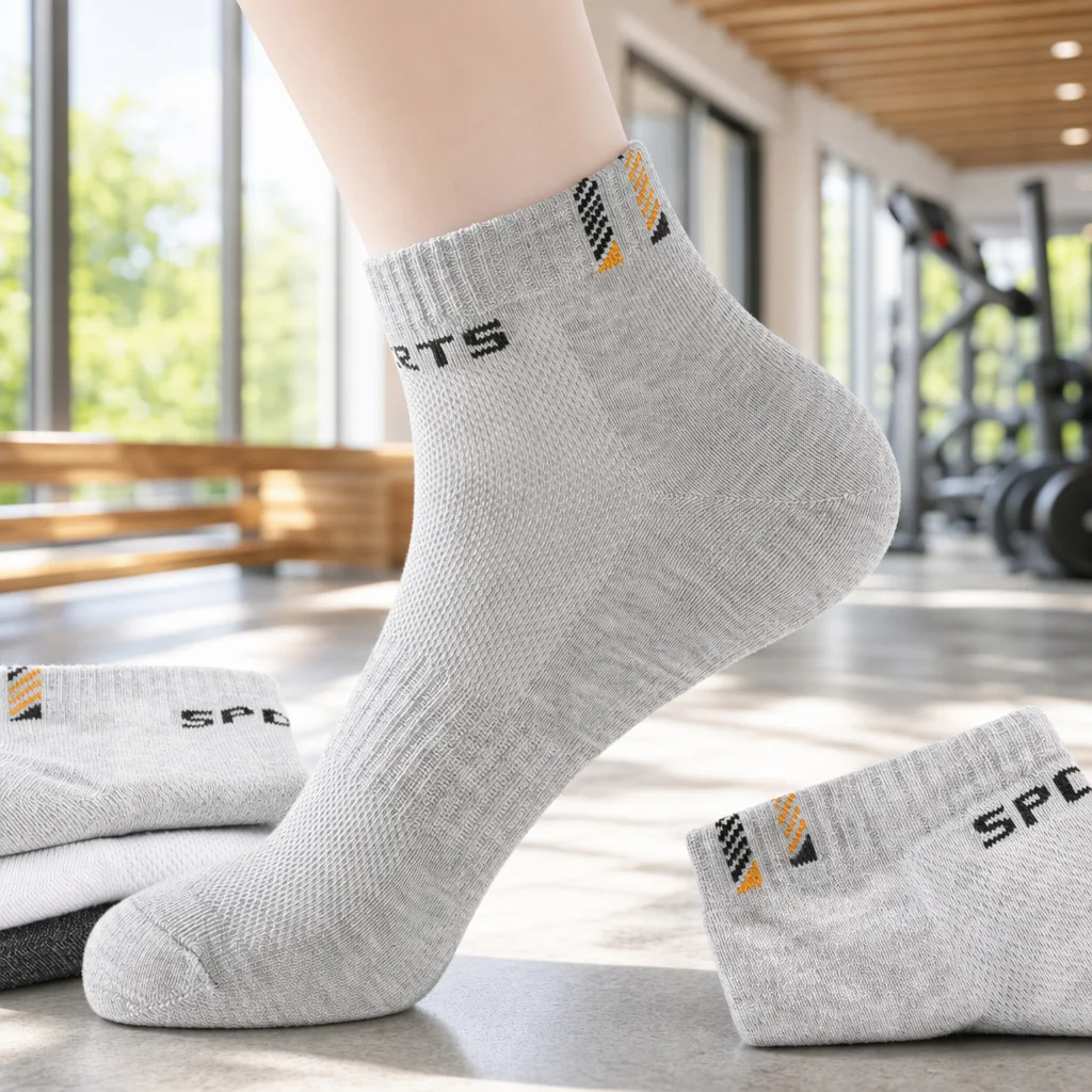 5 Pairs Men's Socks Set 100% Cotton Socks Anti Odor Moisture Wicking Sports Cotton Socks All Season Universal Thick Socks Simple