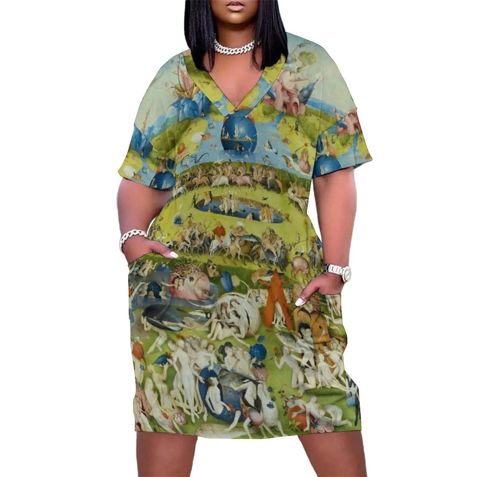 

The Garden of Earthly Delights by Hieronymus Bosch Loose Pocket Dress women's summer dress 2025 Woman fashion