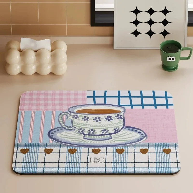 Fruit Toast Kitchen Counter Drying Mat Water Absorption Non-Slip Heat Resistant Dish Drain Pad Sink Side Tabletop Protector