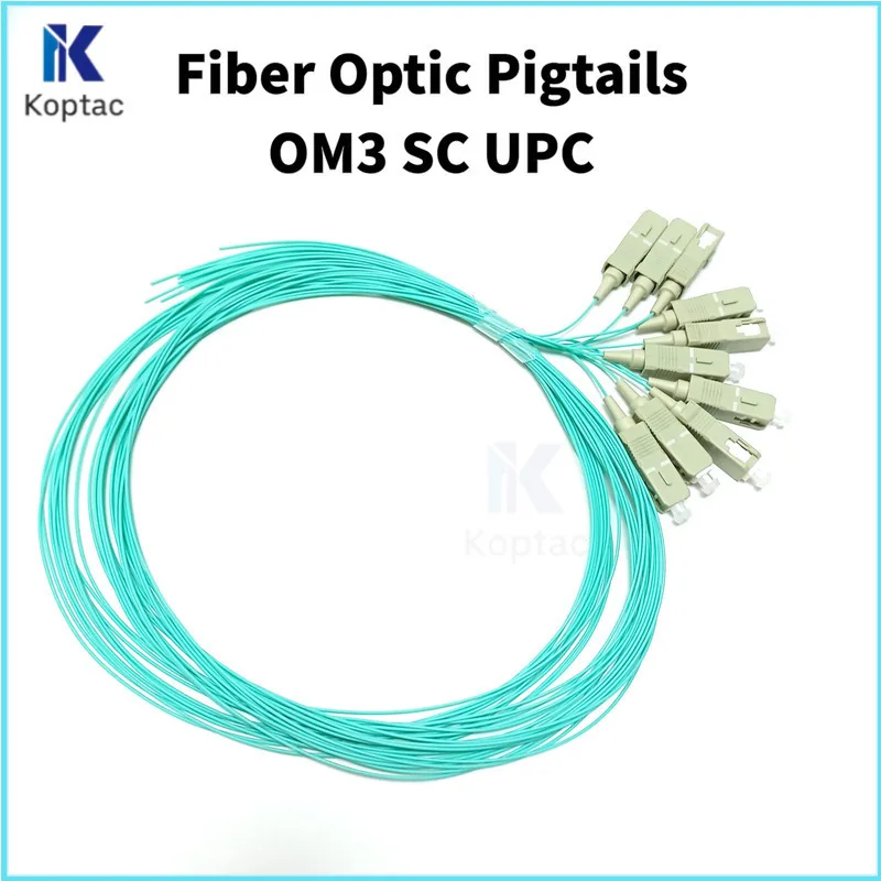 50 PCS Fiber Optic Pigtails OM3 SC UPC Connector Pigtails SM OM3 0.9MM 1.5 Meter Length FTTH