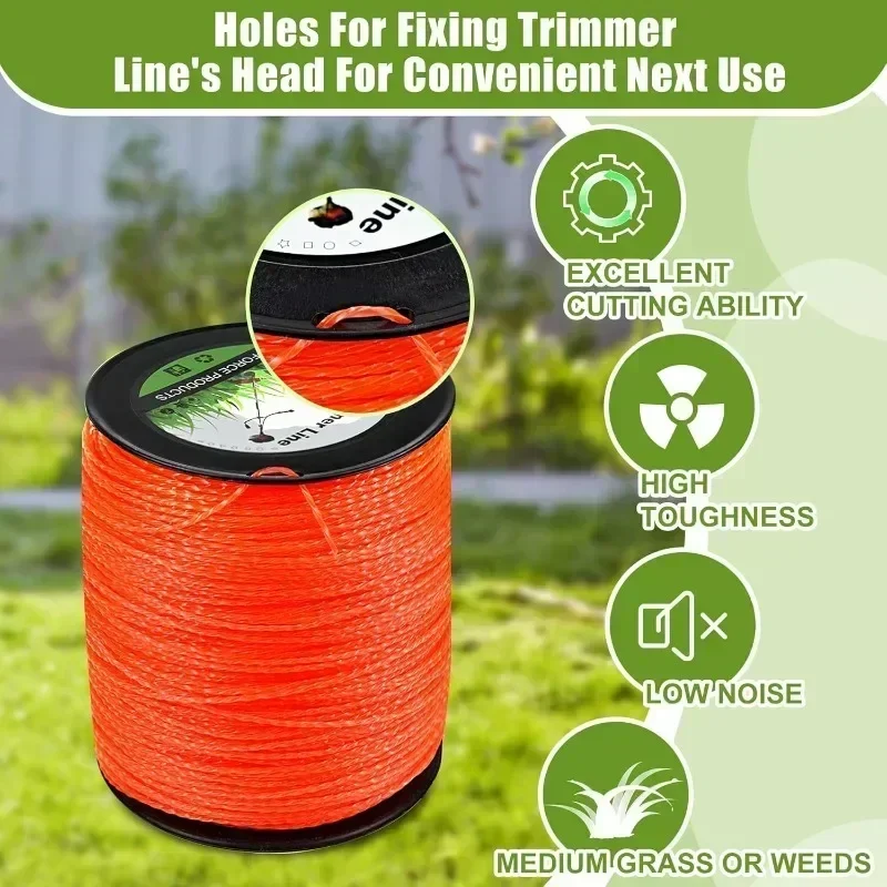 1LB * 2,0/2,4/2,7/3,3/4,0mm línea de cortacésped de corte de hierba en espiral cable de relleno de grafito cuerda de nailon cortacésped línea de forma trenzada naranja