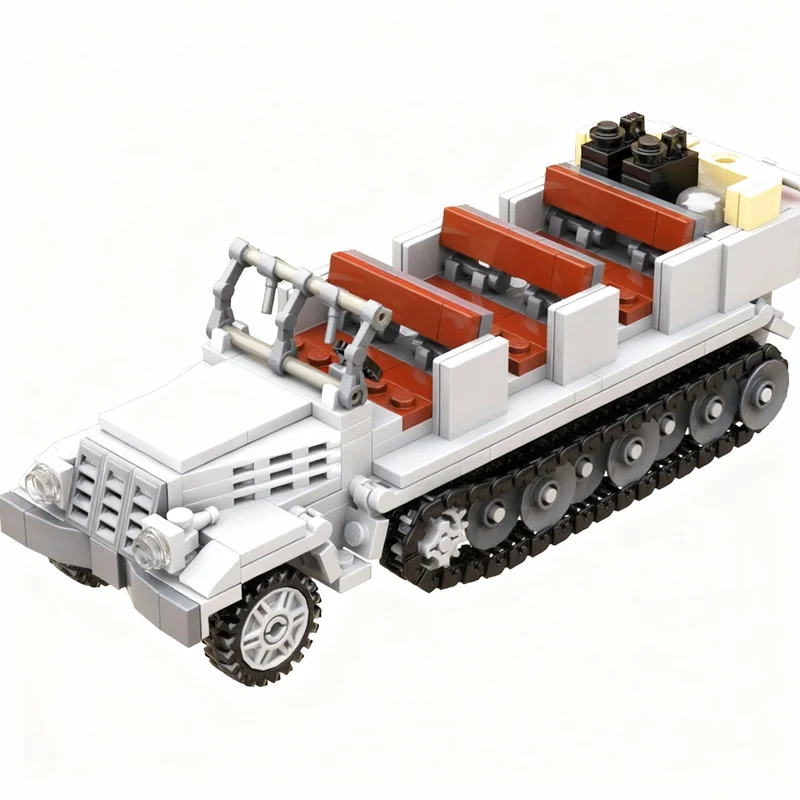 516pcs MOC Sd. Kfz. 7 Half-Track – German WW2 Vehicle Technical Model Building Blocks Christmas Gifts Birthday Education Idea