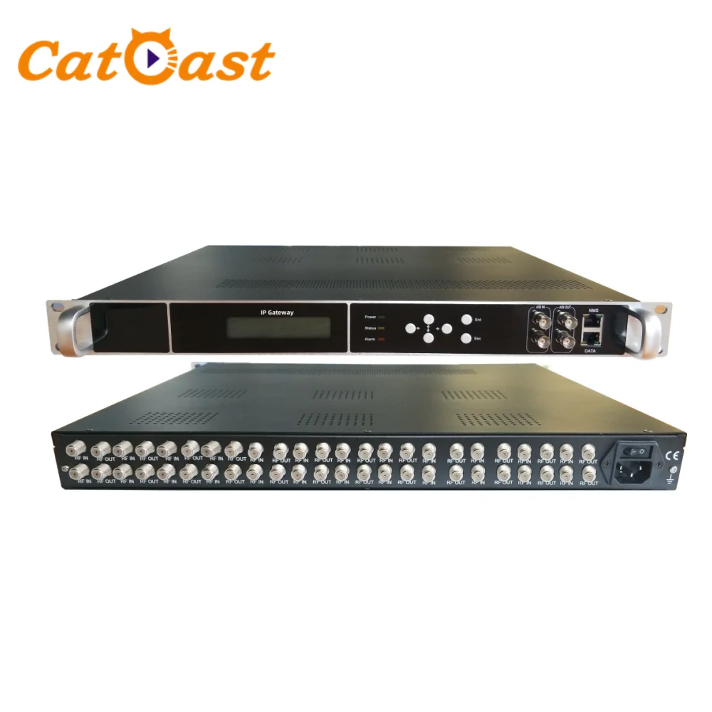 Multistream PLS T2-MI Professional 24 FTA DVBS/DVBS2/DVBS2X Tuner to IP Gateway IRD receiver