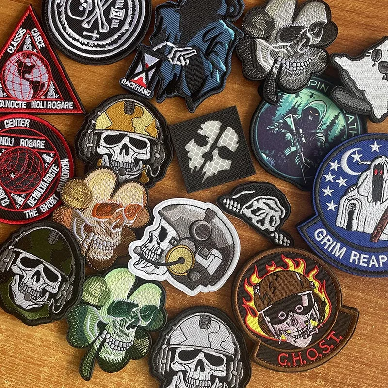 Skull,Ghost,Ghost Squadron,Luminous Skeleton Soldier Clothes Applique Embroidery Patches,Tactical Sticker Backpack Badge