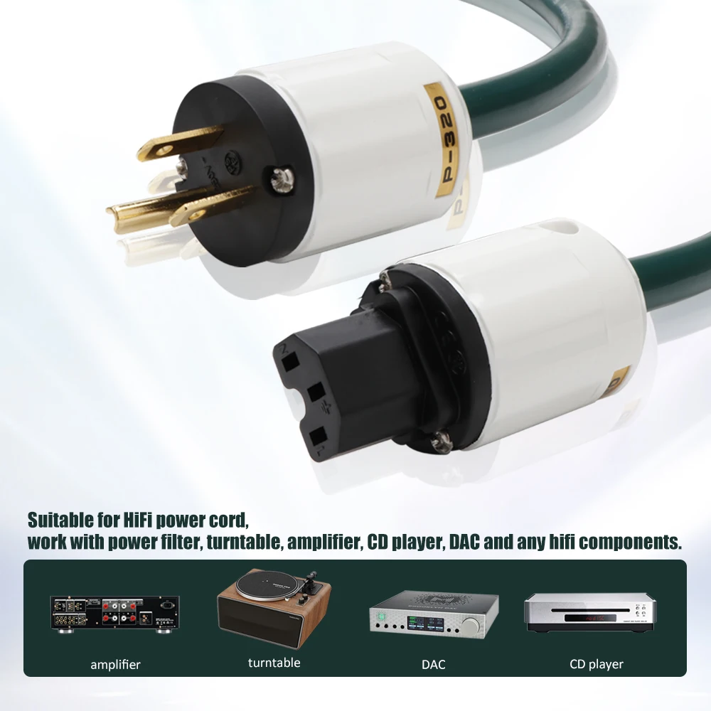 Preffair HiFi OFC conductor  AC power cord main power cord with Gold Plated EU/US plug Female IEC C15 connector for filter AMP