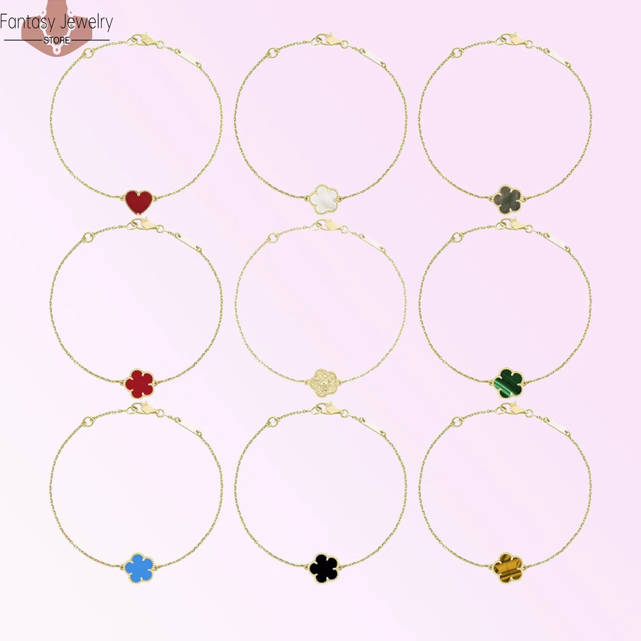 

Fashionable Natural Beimu Four Leaf/Five Leaf Grass Diamond Bracelet Light Luxury and Simple Fashion Jewelry