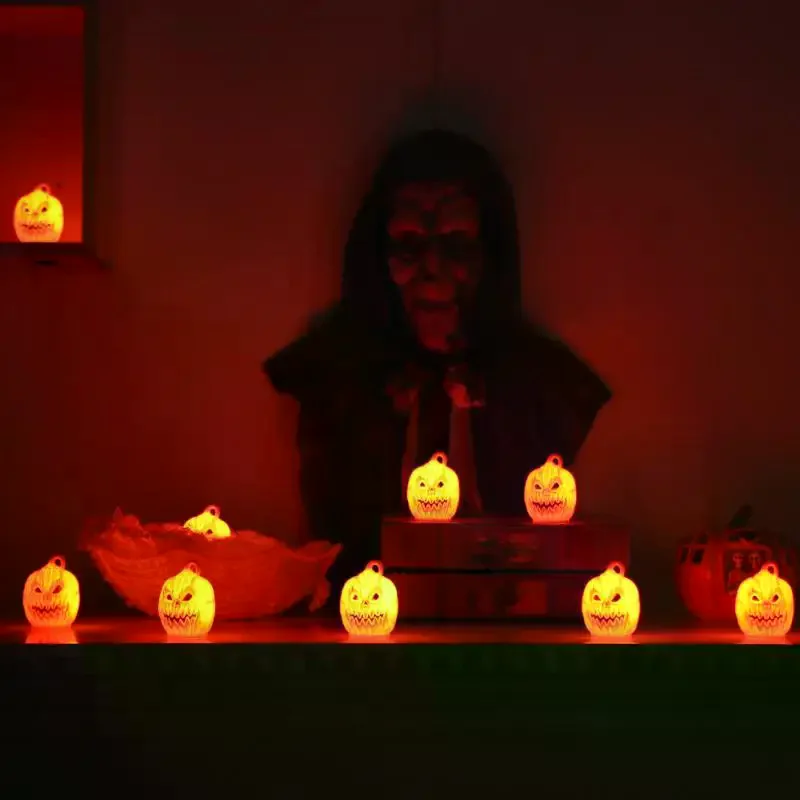 Halloween LED Pumpkin Decorative Lights With Warm Glow Hanging Loop For Haunted House Indoor Outdoor Decor