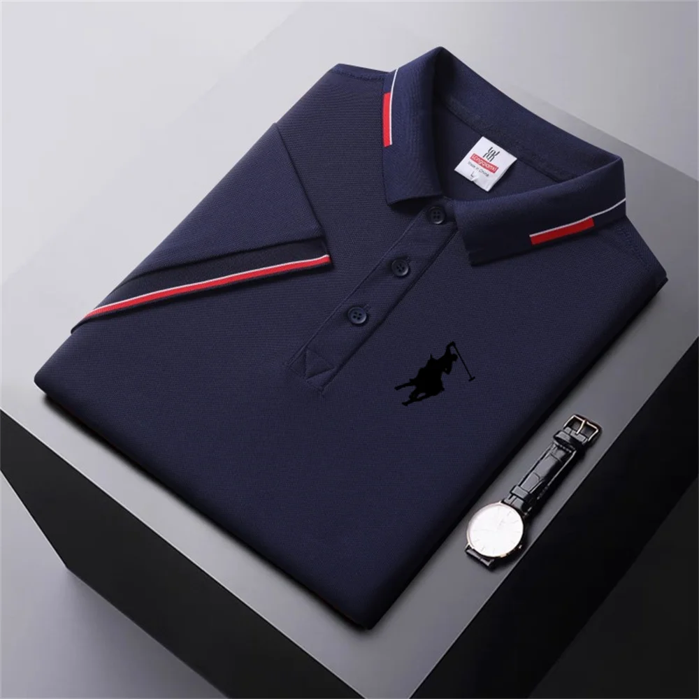 Summer high-quality men\'s printed polo shirt new high-end business casual quick drying and breathable polo collar short sleeved