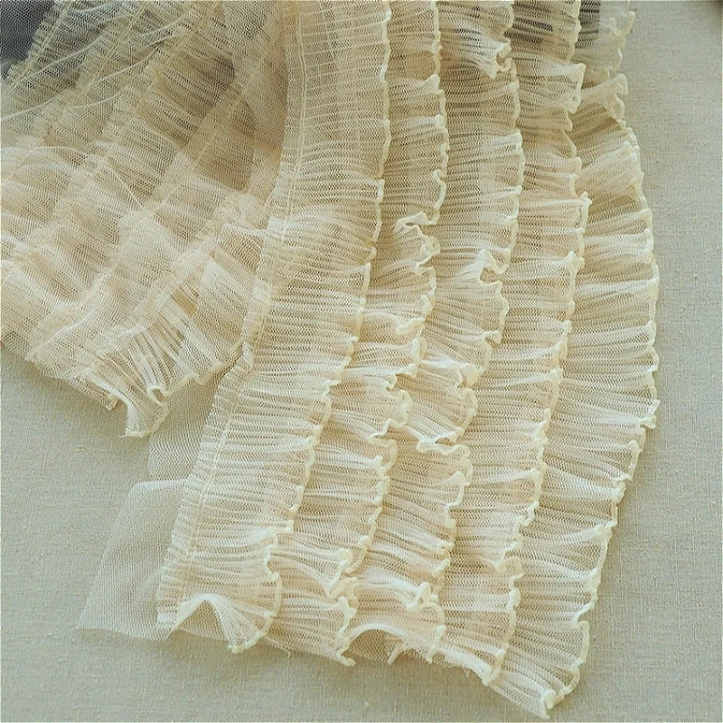 5 Layers Pleated Fluffy Ruffled Lace Fabric DIY Clothes Tube Skirt Dress Home Textile Arts Crafts Sewing Decorative Accessories